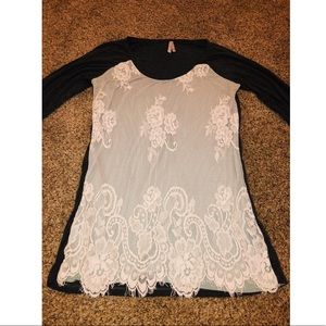 NWOT long-sleeve shirt with lace front.